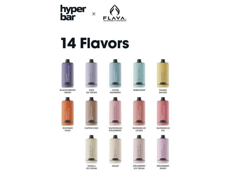 14 flavors of Flava Hyperbar 10000 puffs 