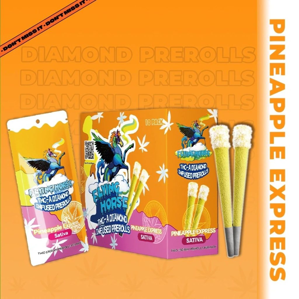 FLYING HORSE THC-A Diamond Infused Prerolls Pineapple Express